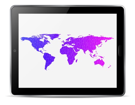computer tablet with map of the world vectorのイラスト素材