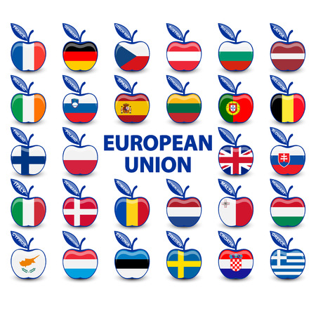 collection of apples with european union flagsのイラスト素材