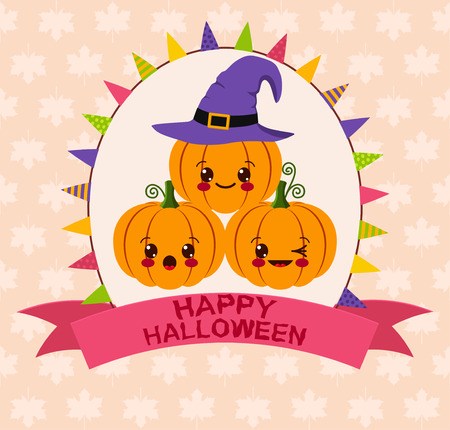 Halloween kawaii cardのイラスト素材