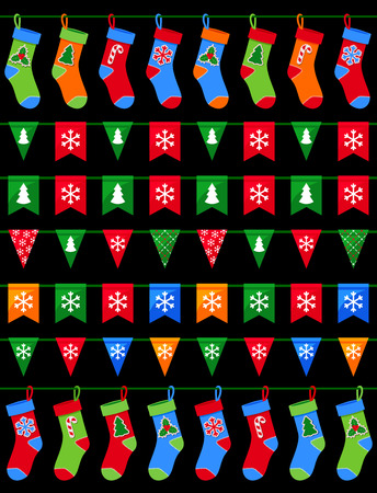 Collection of Colorful Christmas garlands for use as brushesのイラスト素材