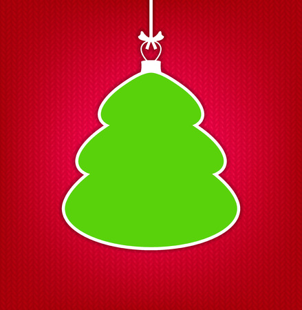 Red knitted background with empty frame as Christmas treeのイラスト素材