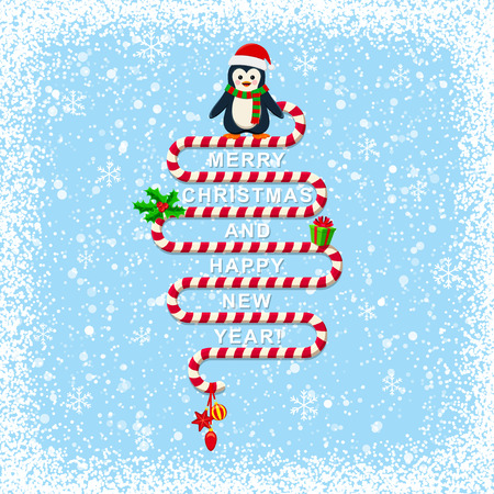 Snowy Christmas Background with merry christmas textのイラスト素材