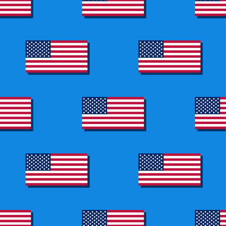 Flag of the USA seamless pattern on blue backgroundのイラスト素材