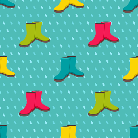 Seamless pattern with colorful rain bootsのイラスト素材