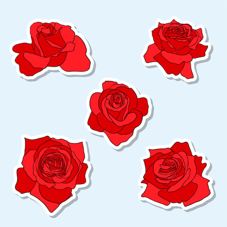 Red Rose Stickersのイラスト素材