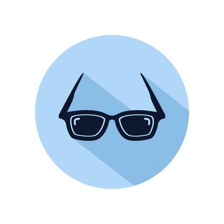 cool sunglasses icon vector, geek fashion optical lens accessory isolated on blue circleのイラスト素材