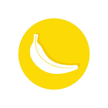 Banana icon vector isolated on yellow circle. Illustration of banana button for web and mobileのイラスト素材