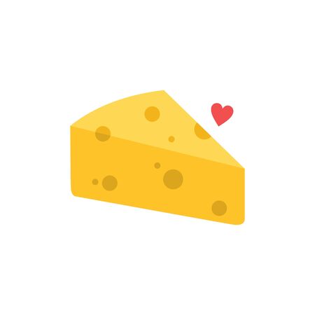 Cheese vector with love icon. Vector illustration of cheeseのイラスト素材