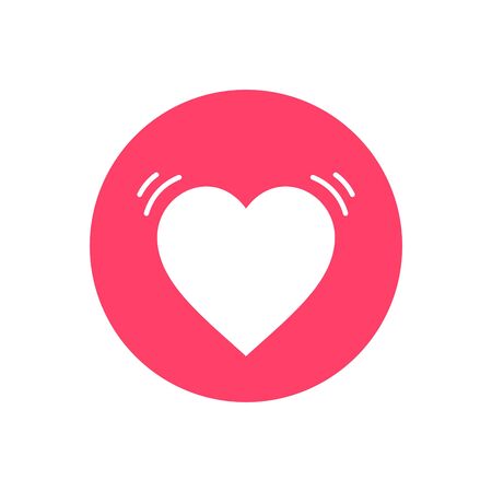 Heart, love vector icon isolated on pink circleのイラスト素材