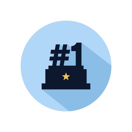 1st trophy icon vector, reward for 1st champions isolated on blue circleのイラスト素材