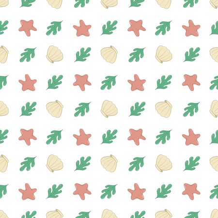 Summer seamless sea element, seashell, starfish template for textile or backgroundのイラスト素材