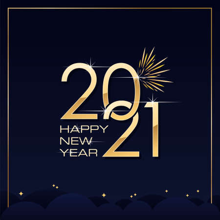 Happy new year 2021 with golden textのイラスト素材