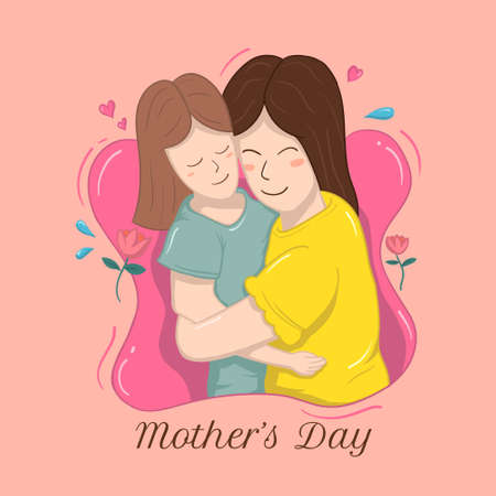 Mother's day hand drawn illustration templateのイラスト素材