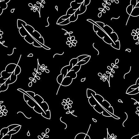 Seamless leaf art drawing for print and textile, pattern templateのイラスト素材