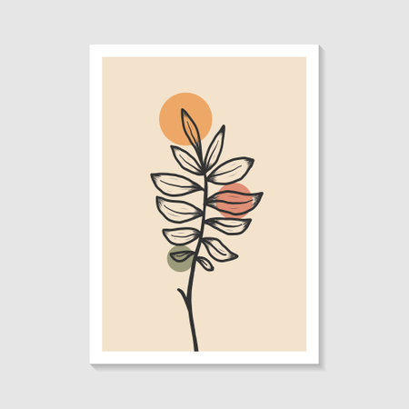 Botanical wall art design with abstract shape elegantのイラスト素材