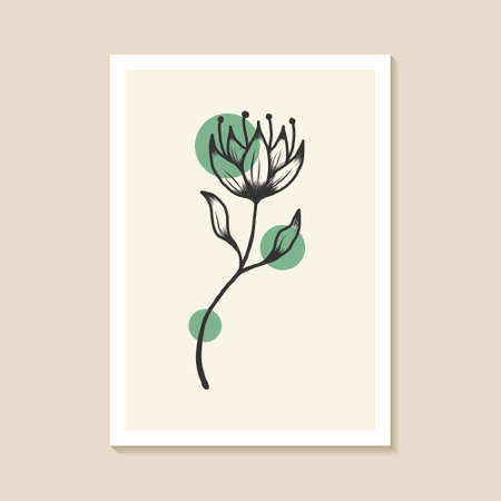Botanical wall art design with abstract shape elegantのイラスト素材
