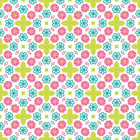 Ethnic flower seamless pattern with ornamentのイラスト素材