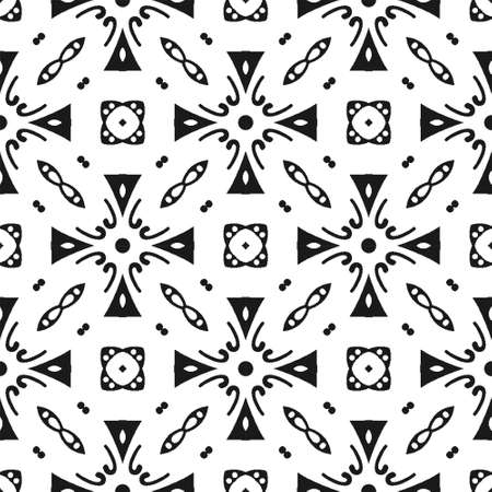 Seamless abstract black shape and line. Simple pattern ornament backgroundのイラスト素材