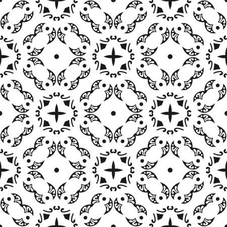Seamless abstract black shape and line. Simple pattern ornament backgroundのイラスト素材