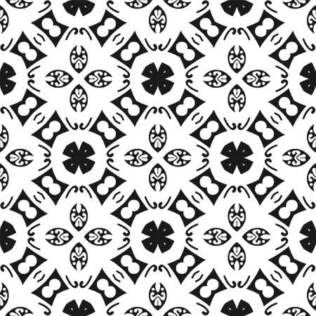 Seamless abstract black shape and line. Simple pattern ornament backgroundのイラスト素材