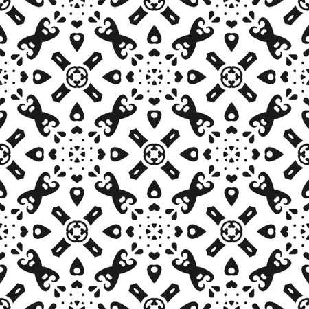 Seamless abstract black shape and line. Simple pattern ornament backgroundのイラスト素材
