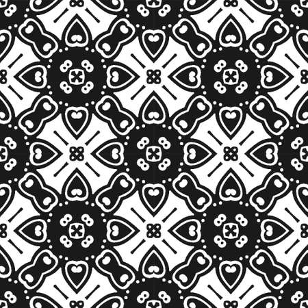 Seamless abstract black shape and line. Simple pattern ornament backgroundのイラスト素材