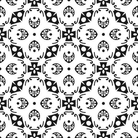 Seamless abstract black shape and line. Simple pattern ornament backgroundのイラスト素材