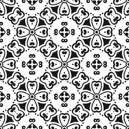 Seamless abstract black shape and line. Simple pattern ornament backgroundのイラスト素材