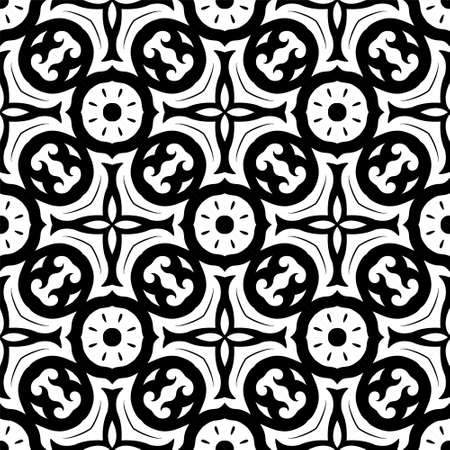 Black and white pattern ornament background. Ethnic seamless ready for printのイラスト素材