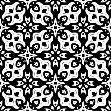 Black and white pattern ornament background. Ethnic seamless ready for printのイラスト素材