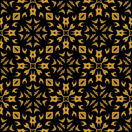 Black and gold pattern ornament shape. Simple seamless abstract backgroundのイラスト素材