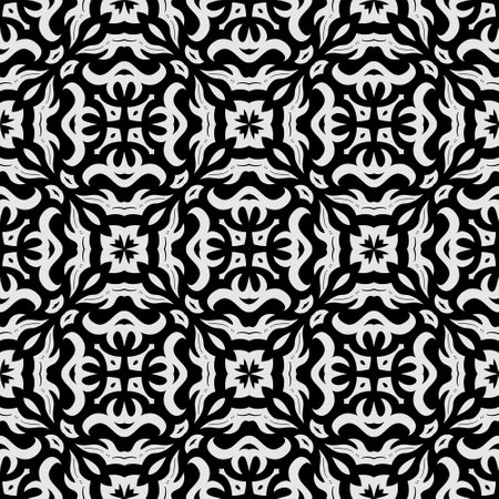Black and white pattern ornament shape. Simple seamless abstract backgroundのイラスト素材