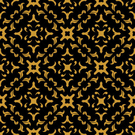 Black and gold pattern ornament shape. Simple seamless abstract backgroundのイラスト素材