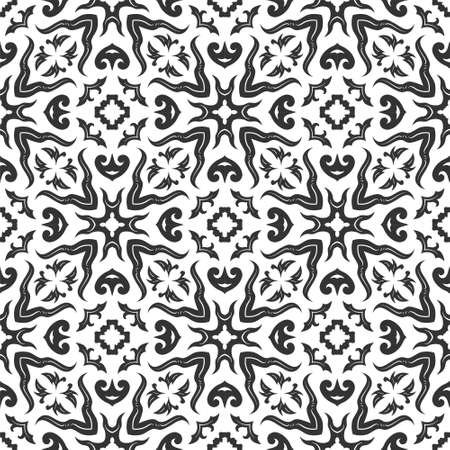 Black and white pattern ornament shape. Simple seamless abstract backgroundのイラスト素材