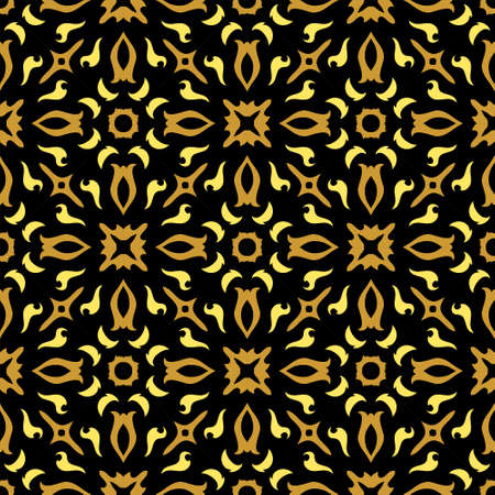 Black and gold pattern ornament shape. Simple seamless abstract backgroundのイラスト素材
