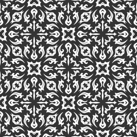 Black and white pattern ornament shape. Simple seamless abstract backgroundのイラスト素材