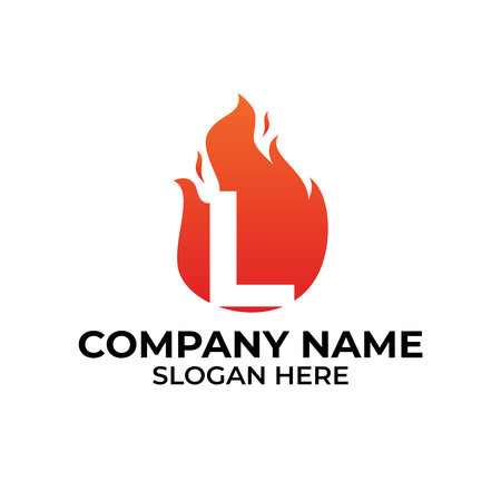 L flame logo vector. Letter L logo flame template, fire logo initialsのイラスト素材