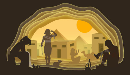10 Plagues of Egypt: Lice and gnats. Bible story. Paper art. Abstract illustration minimalism. Digital Art.の写真素材