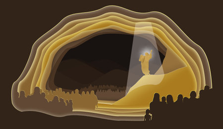 Moses brings 10 commandments. Paper art. Abstract, illustration, minimalism. Digital Art. Bible story.の写真素材