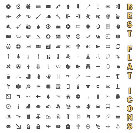 Exclusive Mega Bundle Icons Pack. Collection universal solid vector icons for website, project, business, infographic, web design, mobile app, online market. Isolated Elements on White Background.のイラスト素材