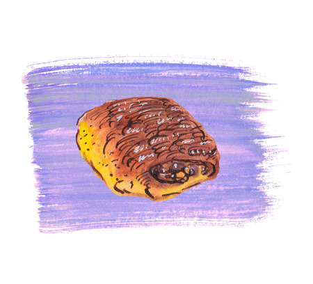 Watercolor illustration of bake on a lavender backgroundの写真素材