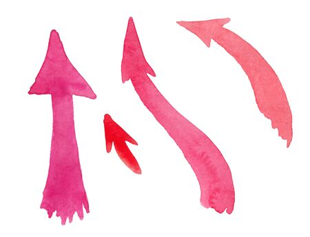 set of watercolor multi-colored arrows on a white backgroundの写真素材