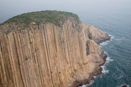 Acidic polygonal volcanic rock columns in Po Pin Chauの写真素材