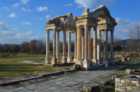 Tetrapylon of Aphrodisias Ancient Cityのeditorial素材