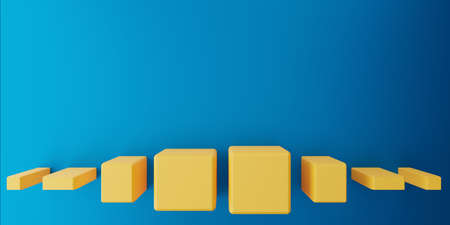 3d rendering of empty blue yellow abstract minimal concept background. trendy color. Scene for advertising, cosmetic ads, show, technology, banner, cream, fashion. Illustration. Product displayの写真素材
