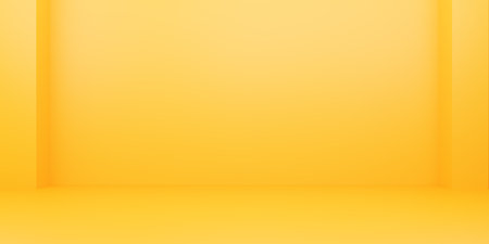 3d rendering of empty yellow orange abstract minimal background. Scene for advertising design, cosmetic ads, show, technology, food, banner, cream, fashion, kid, luxury. Illustration. Product displayの写真素材
