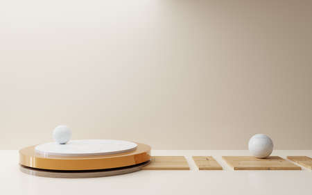 3d rendering of empty brown podium abstract minimal background. Scene for advertising design,...