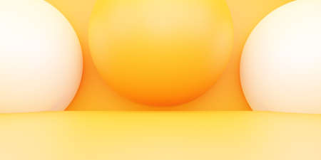 3d rendering of empty yellow orange abstract minimal background. Scene for advertising design,...