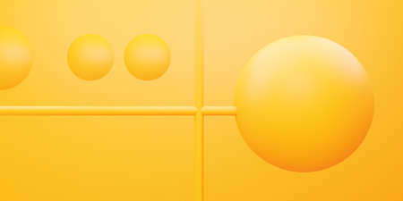 3d rendering of yellow orange geometric abstract minimal background. Scene for advertising design, cosmetic ads, show, technology, food, banner, fashion, kid, summer. Illustration. Product displayの写真素材