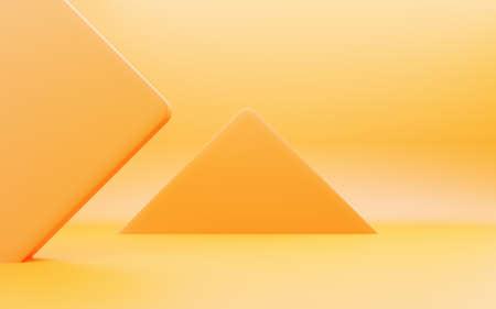3d rendering of empty orange abstract geometric minimal concept background. Scene for advertising,...